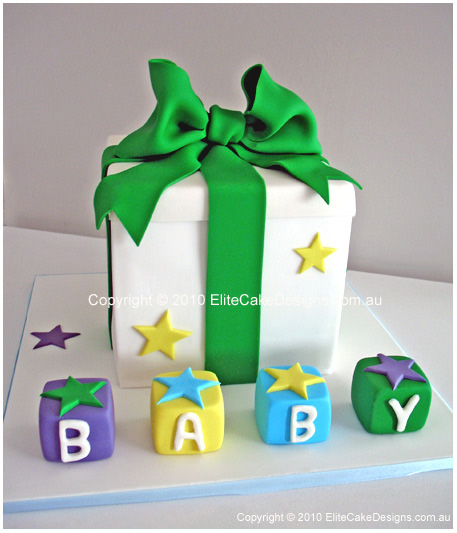 Gift Box with cubes Baby Shower Cake