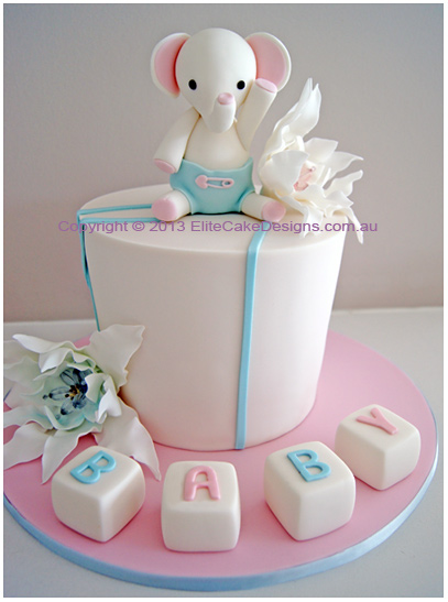 Baby elephant baby shower cake Sydney