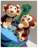 Monkey 1st Birthday Cake for twins