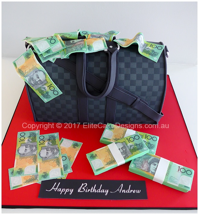 Working on this Customized Louis Vuitton Cake inspired cake #louisvu, cake boss birthday cake