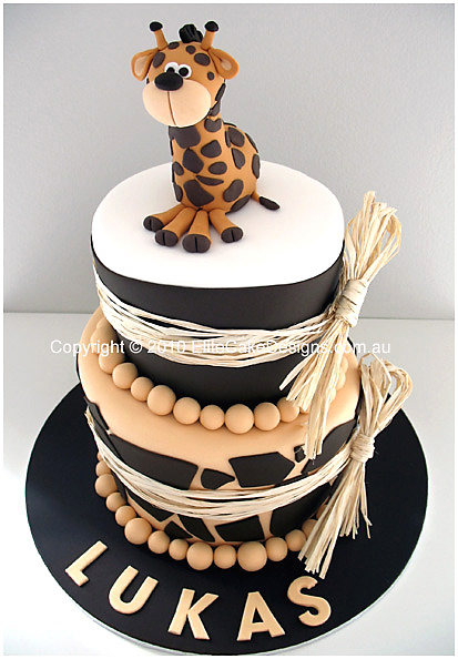 baby giraffe christening cake for boys or girls