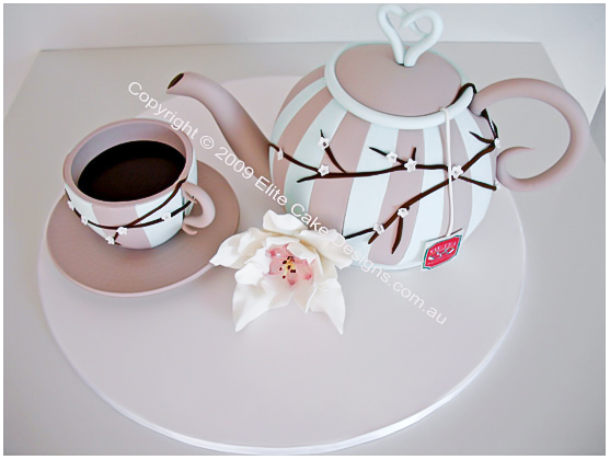 teapot and tea cup  birthday, kitchen tea cake