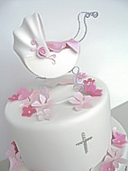 Baby Pram Christening Cake for boy or girl
