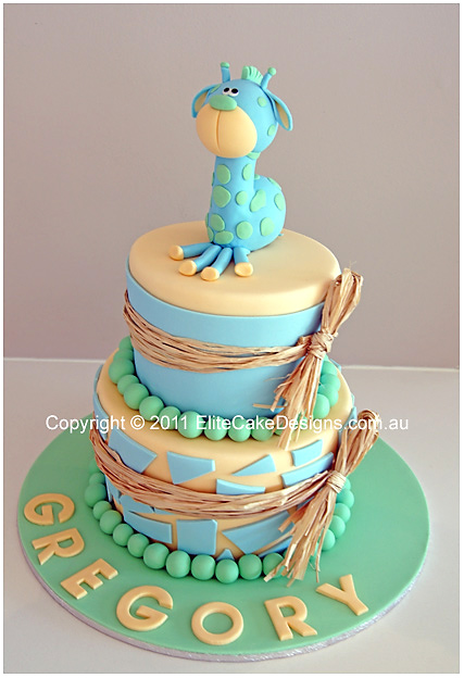 baby giraffe christening cake