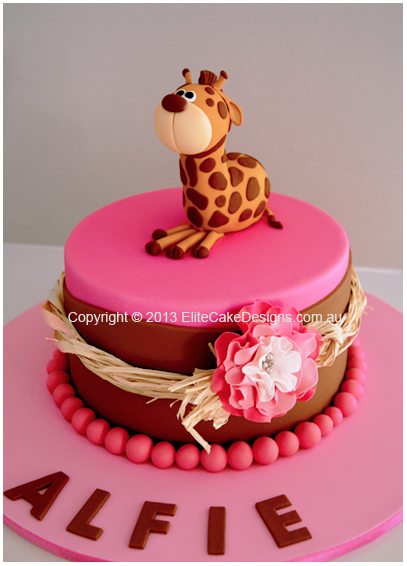 baby giraffe Christening buffet bar cake for a girl