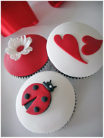 Lady Bug and Hearts cupcakes