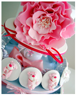 Pink Teddy Christening  Baby Shower Cupcakes