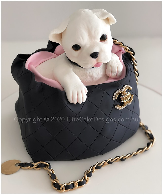 Chanel Handbag Novelty Cake, Chanel Ladies Handbag, Chihuahua Novelty Cake,  Pet Birthday Cake Designs, Novelty Cake Designs, Puppy Birthday Cake